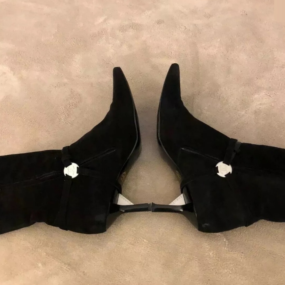 Chanel Suede Harness Ankle Boots - Picture 4 of 8